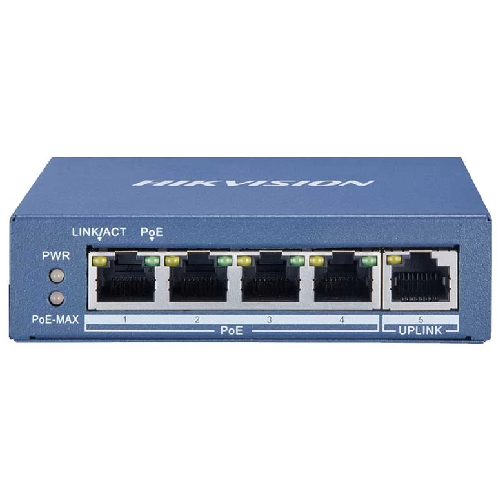 hikvision-ds-3e0505p-em-4-port-gigabit-unmanaged-11652616659 Switch 4 Porta Gigabit + 1 Uplink Gigabit